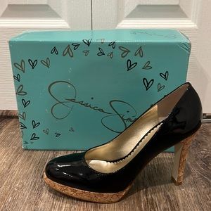 NWT Jessica Simpson patent leather black heels, size 8.5